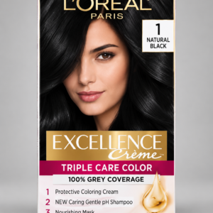 Loreal Paris Excellence Creme Triple Care Hair Color – 1 Natural Black